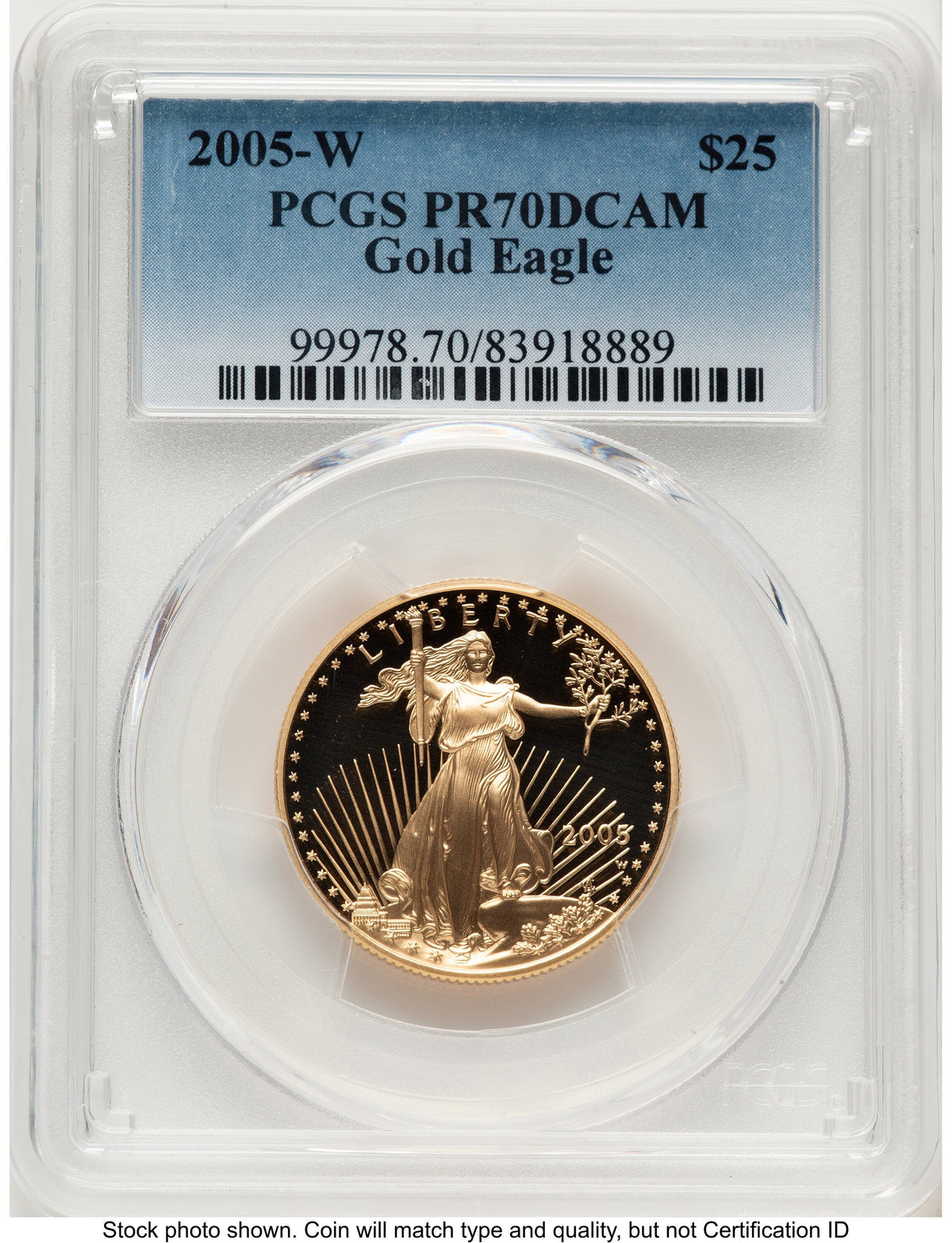2005-W Proof Gold Eagle 1/2 oz Blue Gradient PCGS PR70