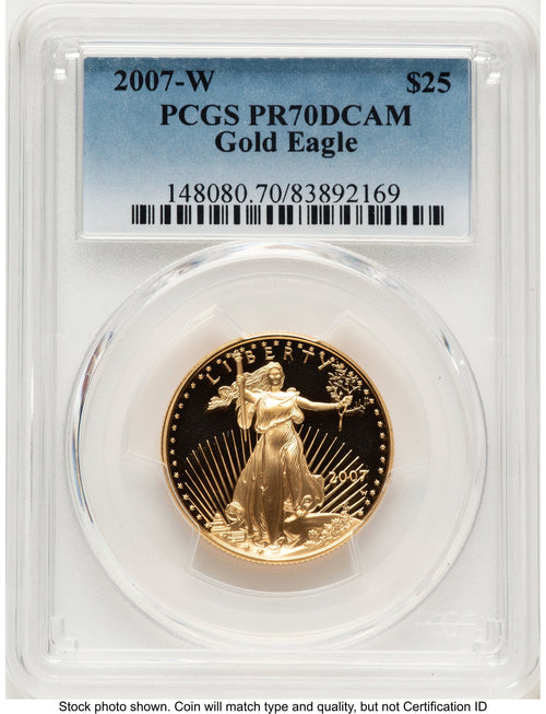 2007-W Proof Gold Eagle 1/2 oz Blue Gradient PCGS PR70