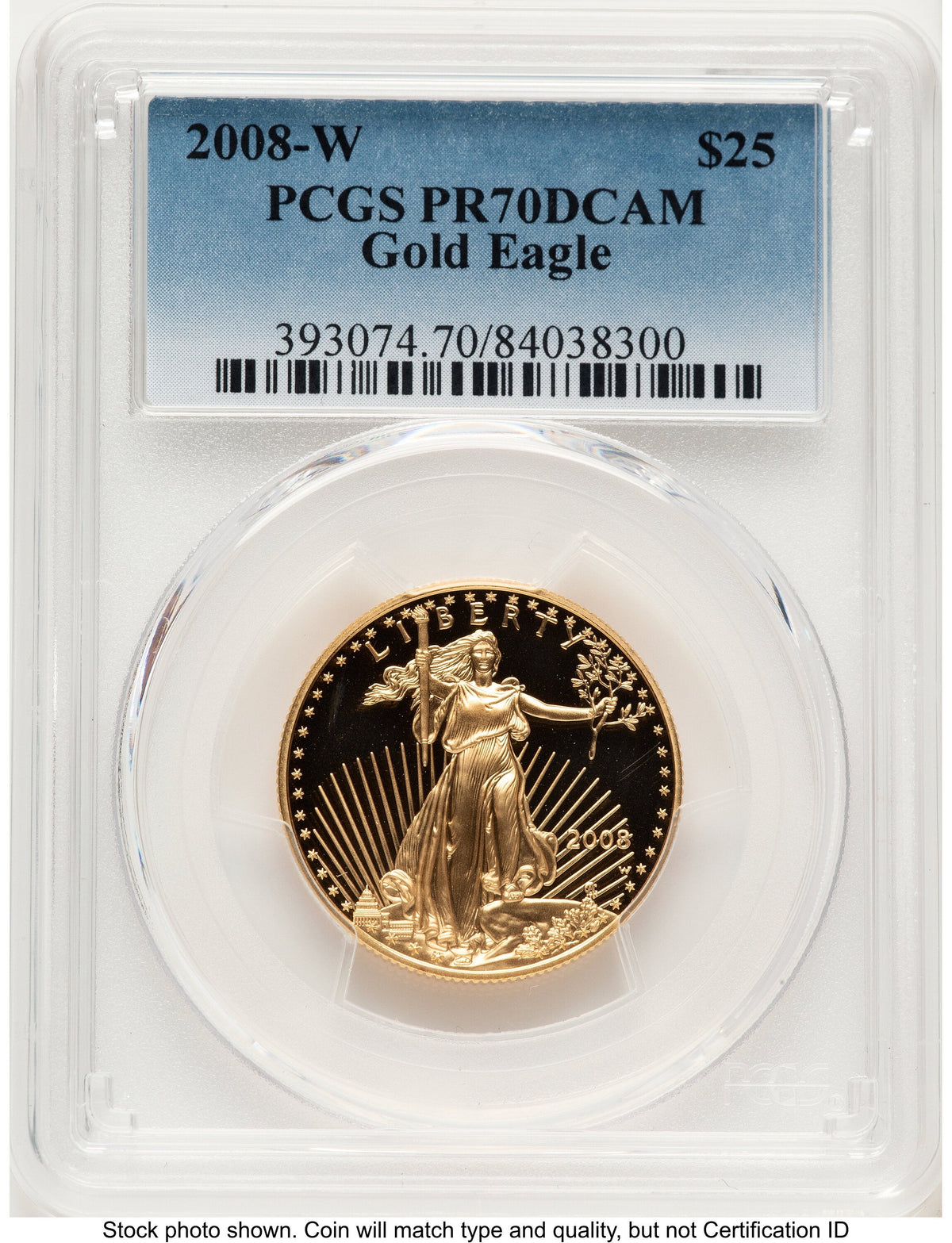 2008-W Proof Gold Eagle 1/2 oz Blue Gradient PCGS PR70