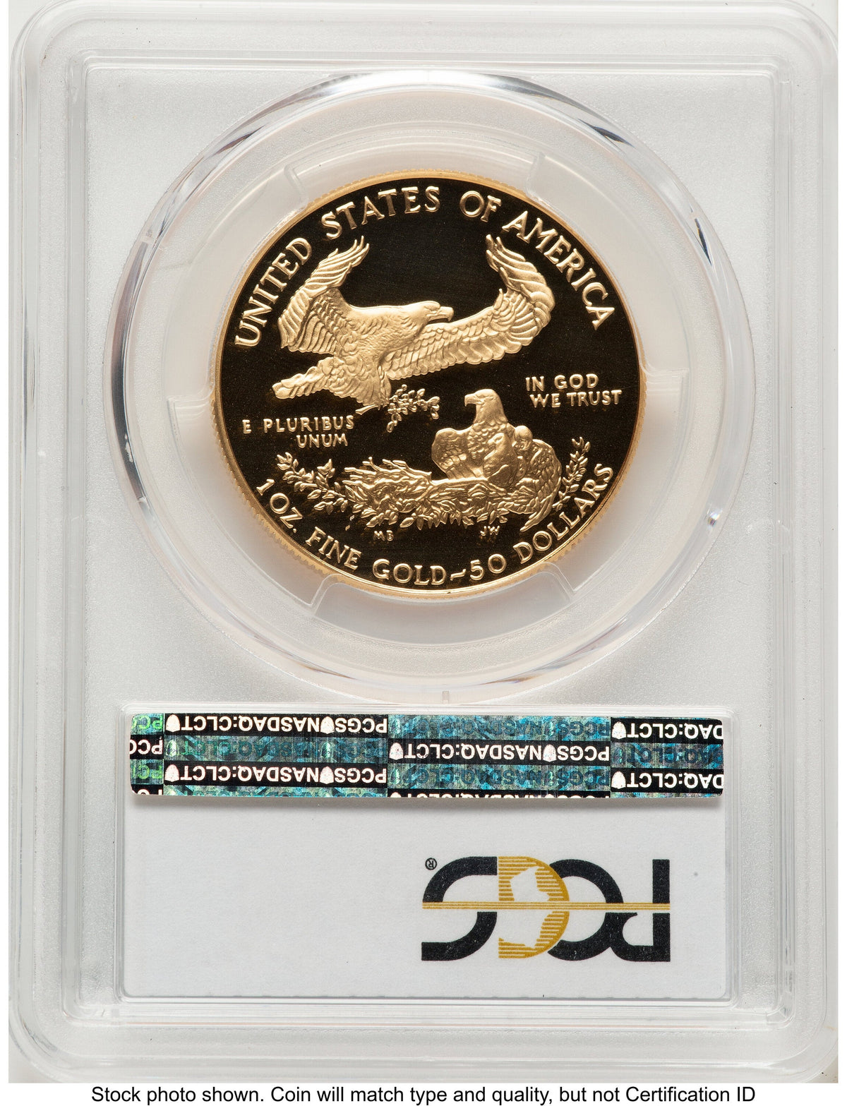 1992-W Proof Gold Eagle 1 oz Blue Gradient PCGS PR70