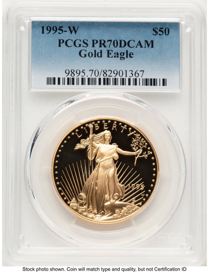 1995-W Proof Gold Eagle 1 oz Blue Gradient PCGS PR70