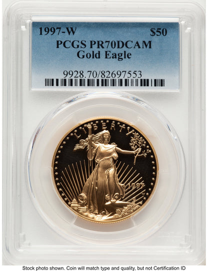 1997-W Proof Gold Eagle 1 oz Blue Gradient PCGS PR70