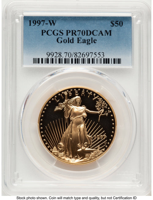 1997-W Proof Gold Eagle 1 oz Blue Gradient PCGS PR70