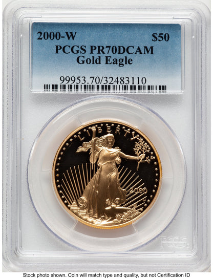 2000-W Proof Gold Eagle 1 oz Blue Gradient PCGS PR70