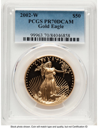 2002-W Proof Gold Eagle 1 oz Blue Gradient PCGS PR70