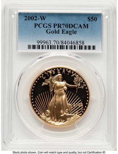 2002-W Proof Gold Eagle 1 oz Blue Gradient PCGS PR70