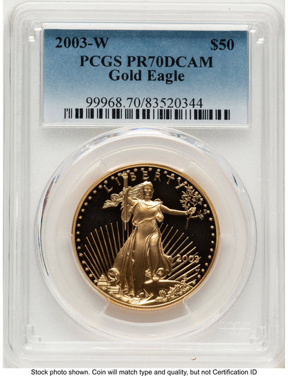 2003-W Proof Gold Eagle 1 oz Blue Gradient PCGS PR70
