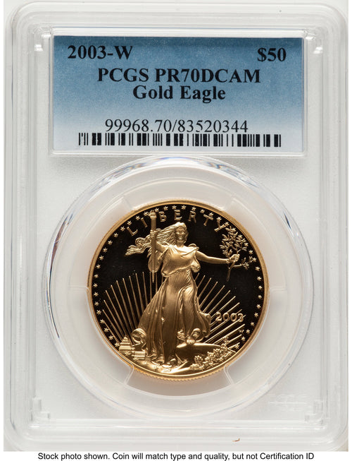 2003-W Proof Gold Eagle 1 oz Blue Gradient PCGS PR70