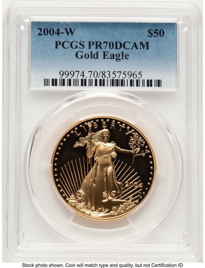 2004-W Proof Gold Eagle 1 oz Blue Gradient PCGS PR70