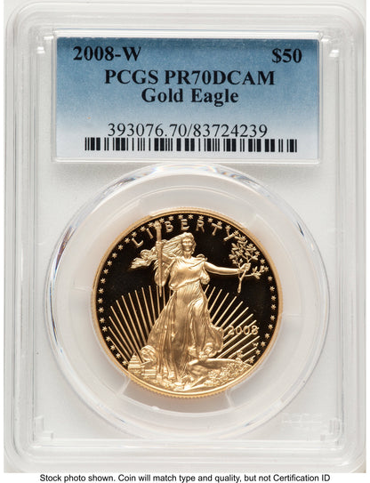 2008-W Proof Gold Eagle 1 oz Blue Gradient PCGS PR70