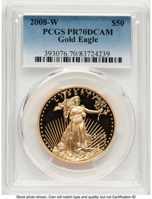 2008-W Proof Gold Eagle 1 oz Blue Gradient PCGS PR70