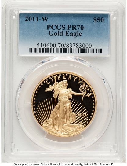 2011-W Proof Gold Eagle 1 oz Blue Gradient PCGS PR70