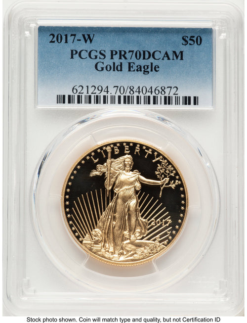 2017-W Proof Gold Eagle 1 oz Blue Gradient PCGS PR70