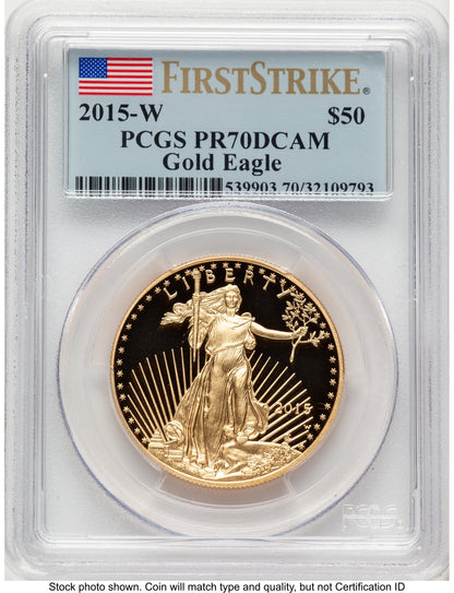 2015-W Proof Gold Eagle 1 oz FS Flag PCGS PR70
