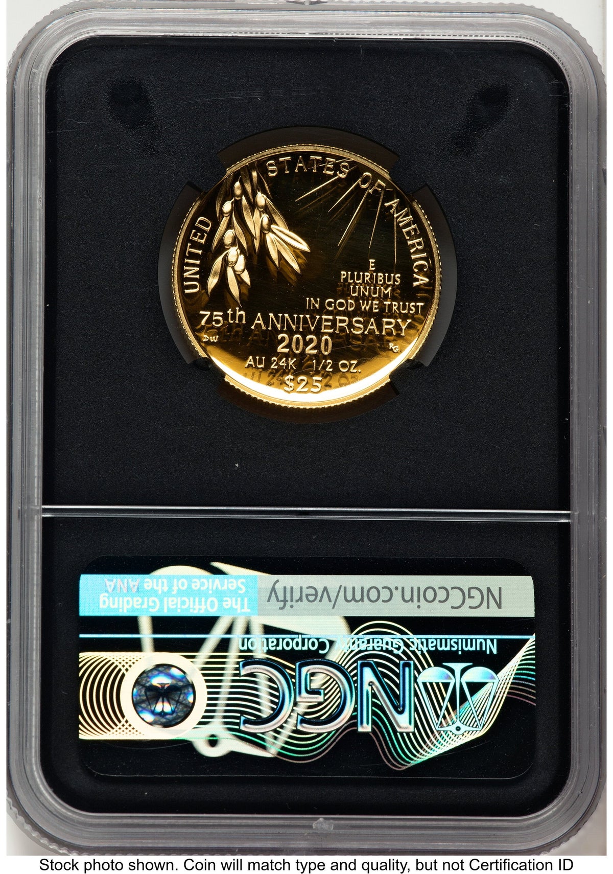 2020-W 1/2 oz Proof Gold End of World War II 75th Anniversary ER V-Day Label NGC PF70