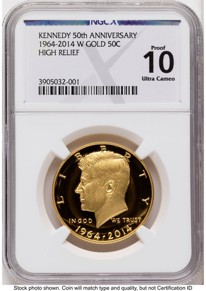 2014-W 50C Gold JFK 50th Anniversary X-Label NGC MS70