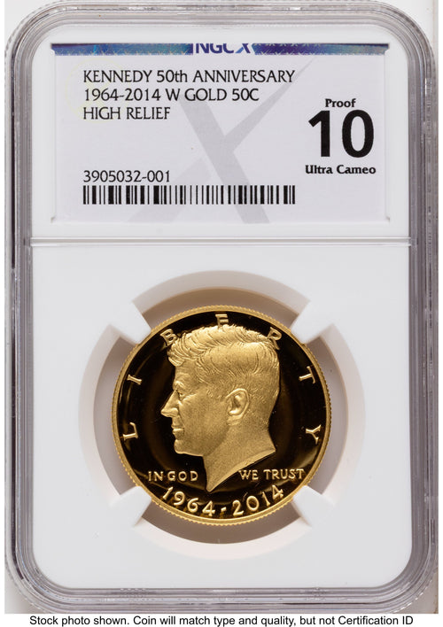2014-W 50C Gold JFK 50th Anniversary X-Label NGC MS70
