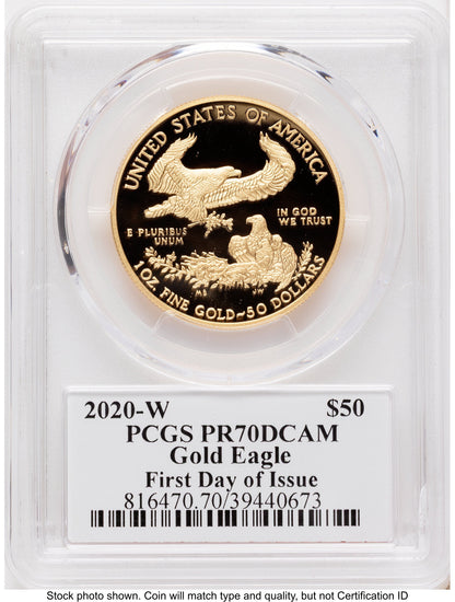2020-W Proof Gold Eagle 1 oz FDI John Dannreuther PCGS PR70