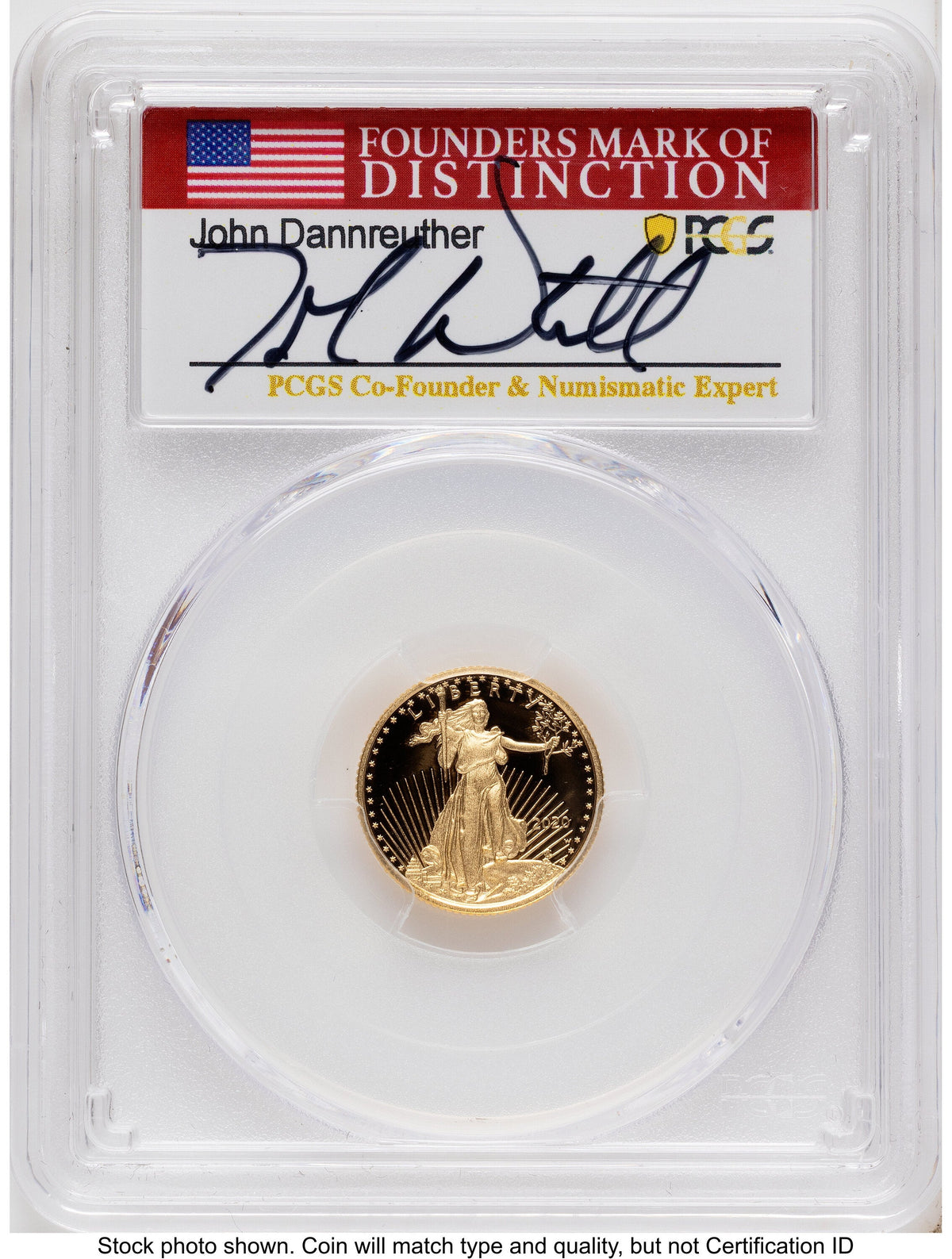2020-W Proof Gold Eagle 1/10 oz FDI John Dannreuther PCGS PR70