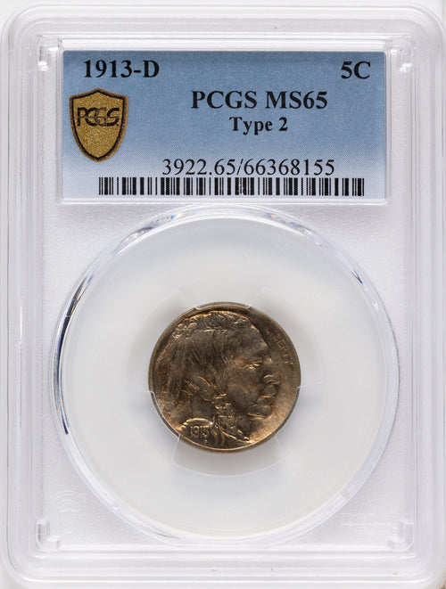 1913-D 5c Type Two Buffalo Nickel PCGS MS65