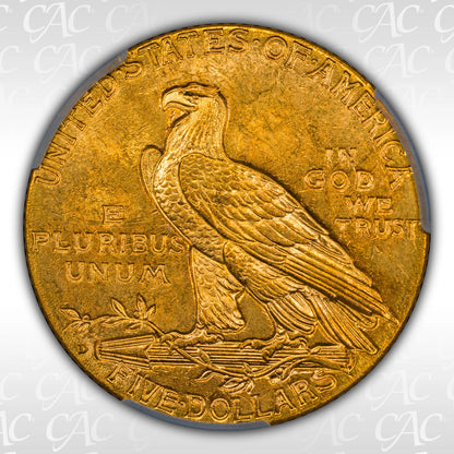 1909-D $5 Indian Half Eagle CACG MS63