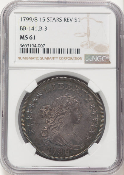 1799/8 $1 B-3 BB-141 Early Dollar NGC MS61