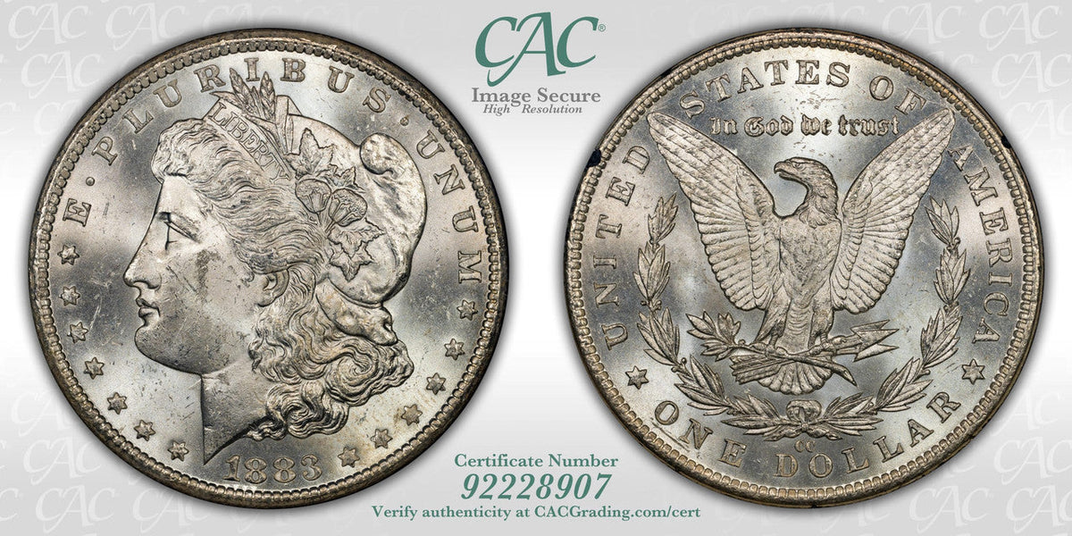 1883-CC $1 GSA Treasure Hoard Morgan Dollar CAC AU50 UNC DETAILS