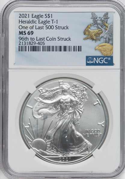 2021 American Silver Eagle Type 1 At Dusk & Dawn 35th Anniversary 96th NGC MS69