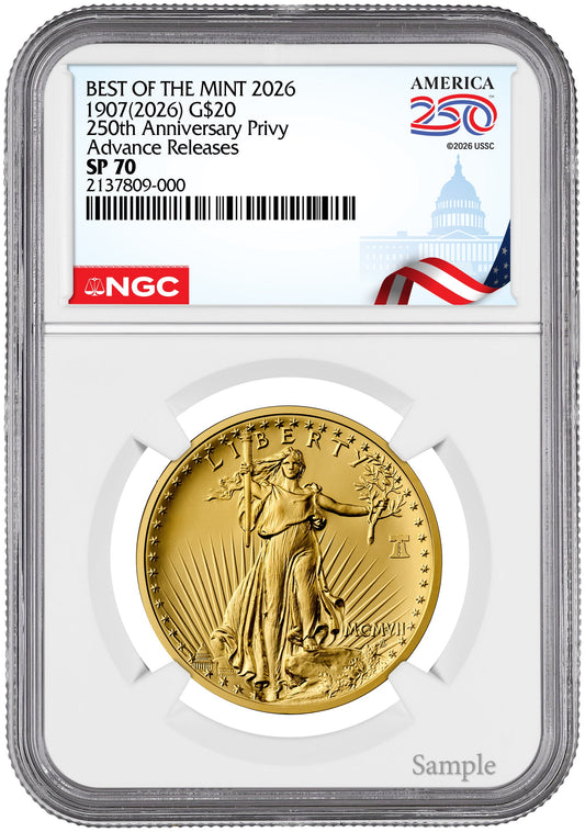 2026 Best of the Mint 1907 Saint-Gaudens High Relief Gold AR NGC SP70 Congress