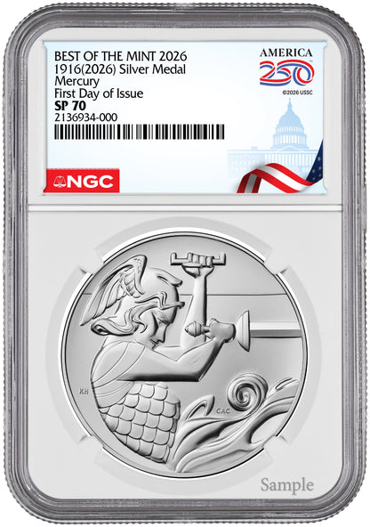 2026 (P) Silver Medal Mercury Best of the Mint NGC SP70 Congress Label