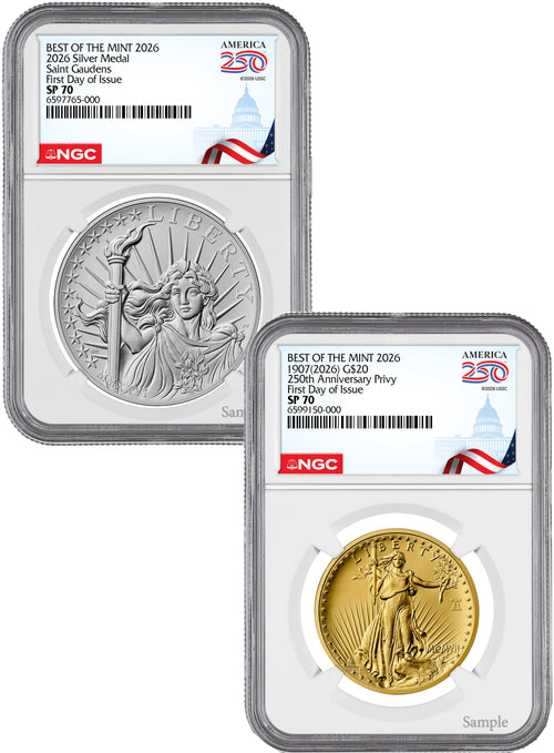 2026 Best of the Mint 1907 Saint-Gaudens Gold & Silver Set FDI NGC SP70 Congress