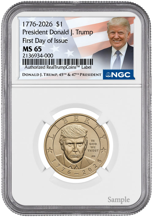 2026 President Donald J. Trump Semiquincentennial $1 Coin FDI NGC MS65 Trump