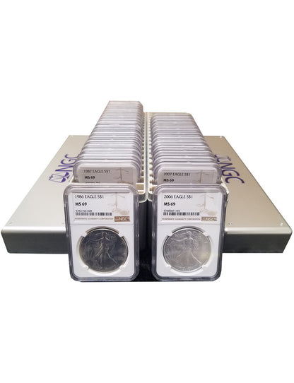 1986-2025 American Silver Eagle 41-pc Set NGC MS69 (3 New NGC Boxes)