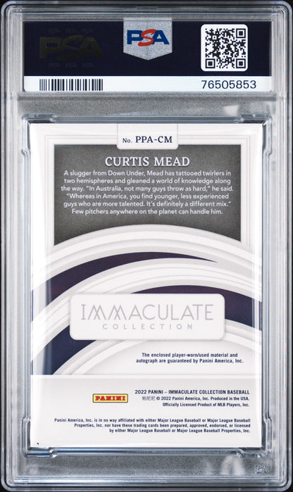 2022 Panini Immaculate Patch Auto Curtis Mead #PPACM Pros. Au Silver /25 PSA 10