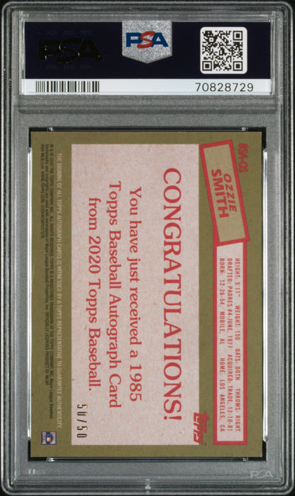 2020 Topps 1985 Topps 35th Anniversary Auto Ozzie Smith #85AOS '85  Gold PSA 8