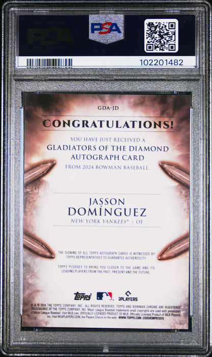 2024 Bowman Gladiators  Diamond Auto Jasson Dominguez #GDAJD Gold 32/60 PSA 10