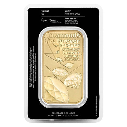 1 oz British James Bond Diamonds Are Forever Bar New w/ Assay