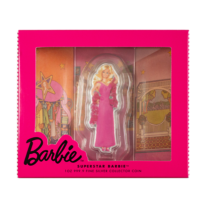 2023 1 oz Superstar Barbie Silver .9999 Fine Coin (Box)