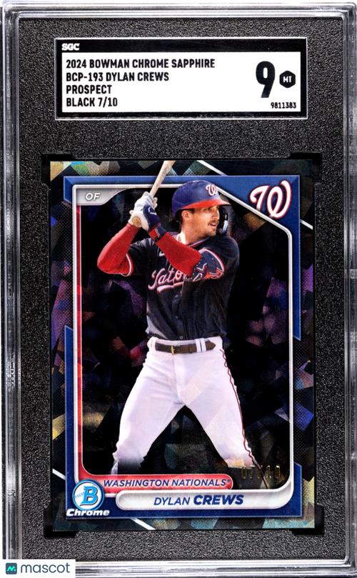 2024 Bowman Chrome Sapphire Dylan Crews #BCP-193 Prospect Black SGC 9