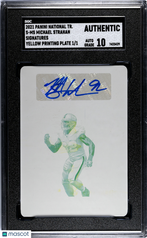2021 Panini National Michael Strahan #S-MS Sigs. Yellow Plate SGC A Auto 10