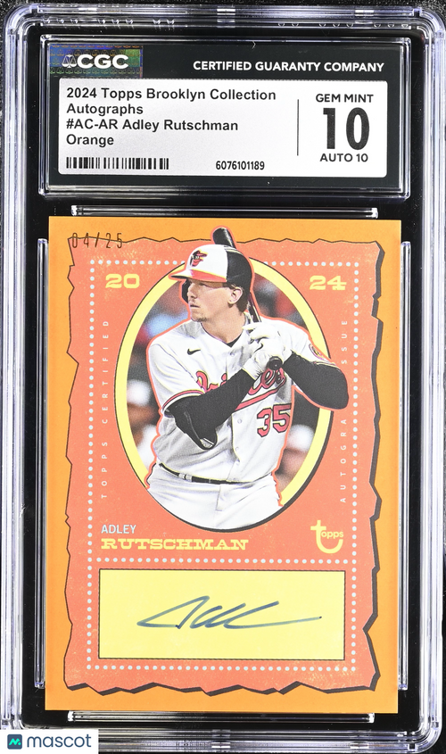2024 Topps Brooklyn Collection Adley Rutschman #AC-AR Orange 04/25 Auto CGC 10