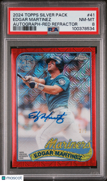 2024 Topps Silver Pack 1989 Chrome Edgar Martinez #41 Auto Red Refractor / 5 PSA