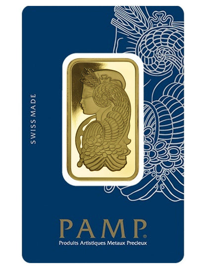 1 oz Pamp Suisse Gold Bar Lady Fortuna w/Assay