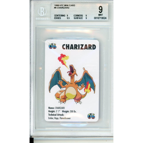 Pokemon Graded: 1998 KFC Mini Card Charizard #6 Beckett 9 MINT
