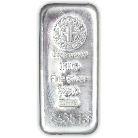 1 Kilo Argor Heraeus Silver Cast Bar .999 Fine