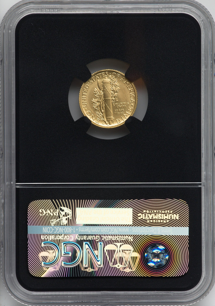 2016-W 10C Mercury Dime 24K Gold Early Releases NGC SP70 Ed Moy