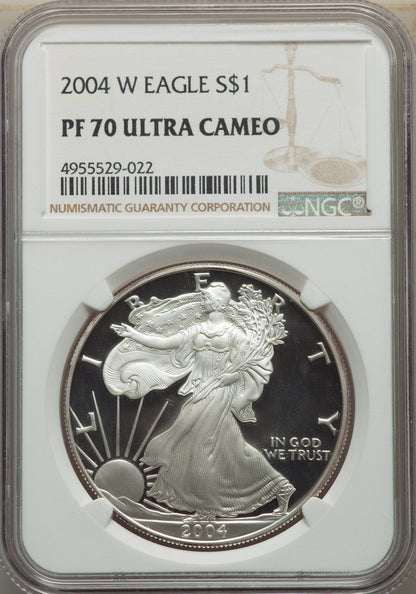 2004-W S$1 Silver Eagle NGC PF70
