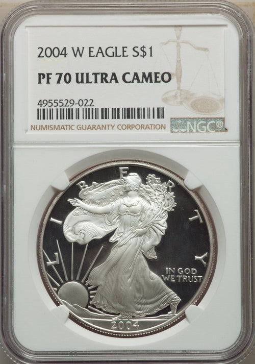 2004-W S$1 Silver Eagle NGC PF70