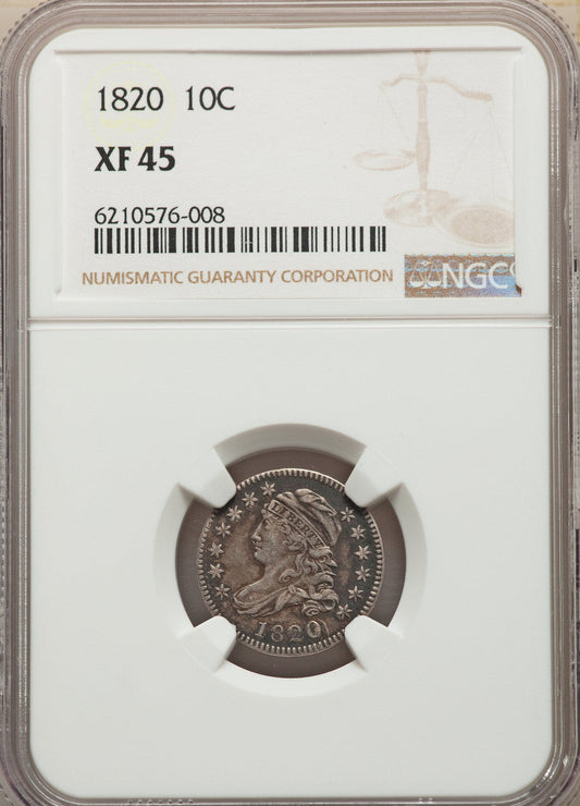 1820 10C Large 0 Bust Dime NGC XF45