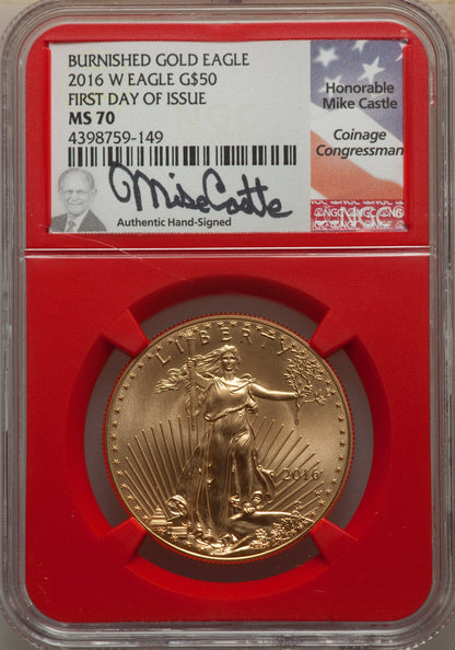 2016-W $50 One-Ounce Gold Eagle 30th Anniversary FDI SP NGC MS70
